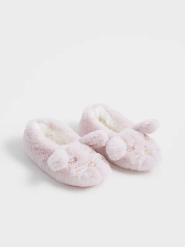 Балалар тәпішке-шұлықтары, үйге арналған, өлшемі 27-29, жасанды үлбір/шерпа, сүт түстес, Мысық, Funny warm, image-2