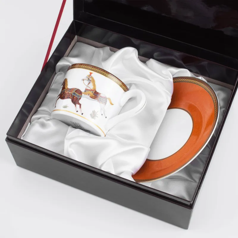 Шай жұбы, 1 тұлға, 2 зат, 250 мл, фарфор F, қоңыр, ат жарысы, Blue wind, image-6