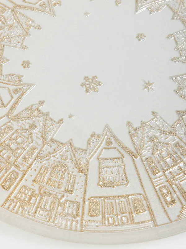 Ыдыс, 31х2 см, шыны, сүт түстес/шампан, Үйлер, Houses pattern, image-5