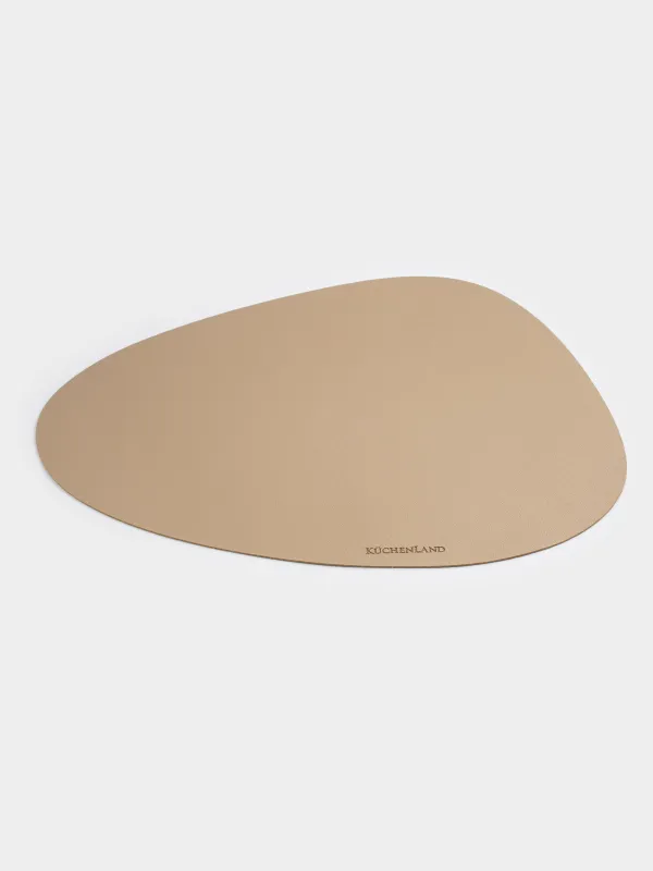 Салфетка под приборы, 37x45 см, ПВХ, фигурная, золотисто-бежевая, Rock, image-1