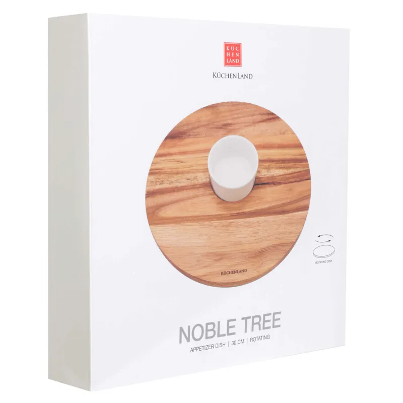 Блюдо для закусок, 30 см, с пиалой, вращающееся, дерево/форфор P, Noble tree, image-4