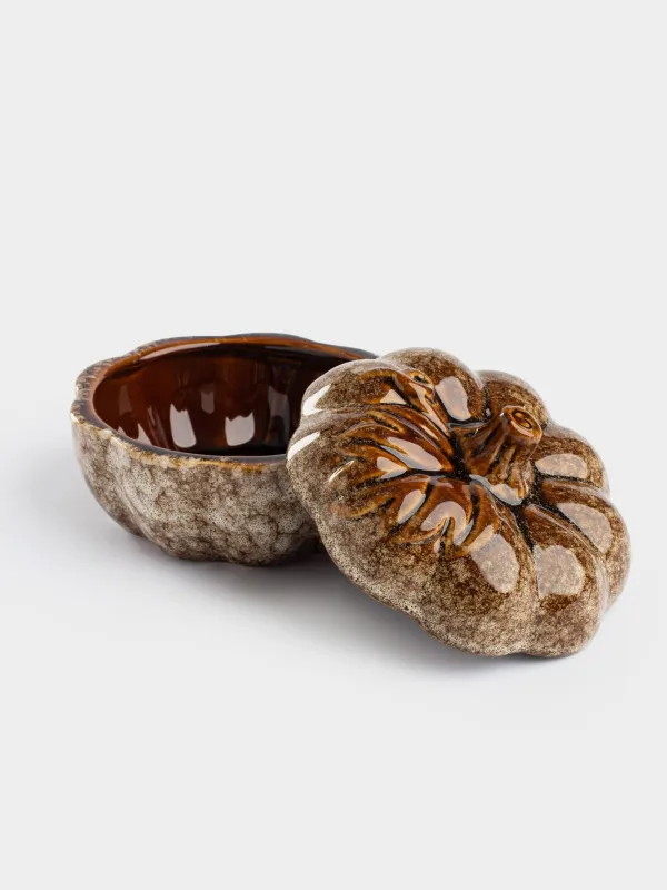 Сақтау ыдысы, 11x12 см, 350 мл, фарфор Р, сүтті-қоңыр, Жапырағы бар асқабақ, Colors autumn, image-5