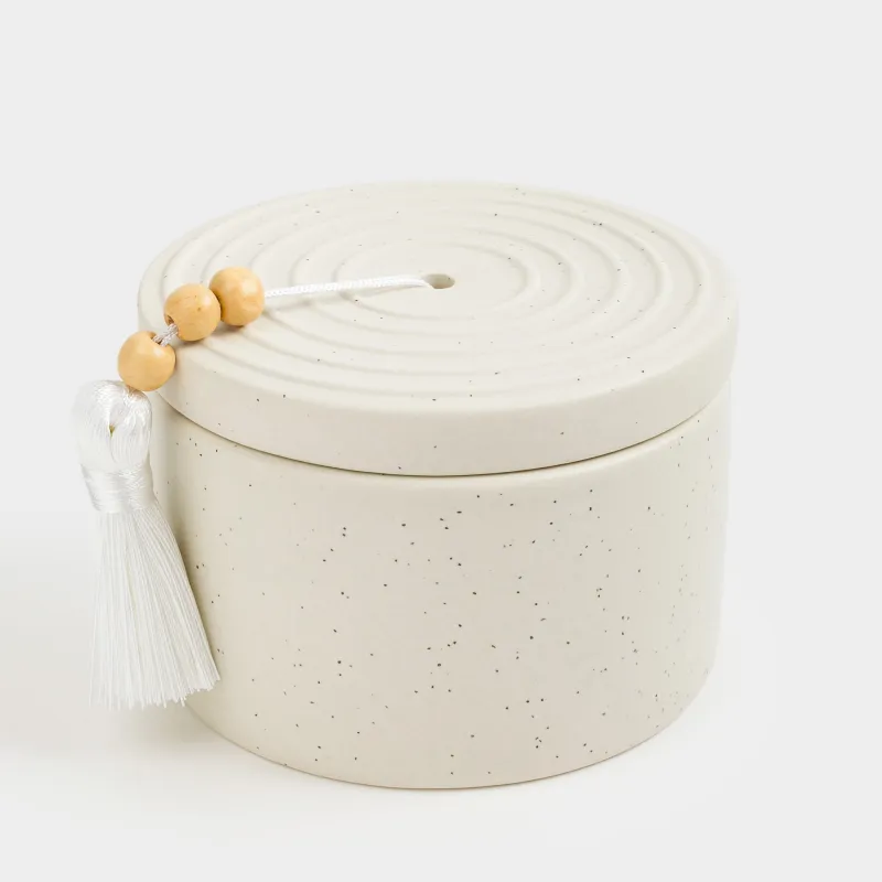 Хош иісті шам, 7 см, шам ұстағышта, шашақпен, керамика, Sage and Sea salt, Delicia, image-1