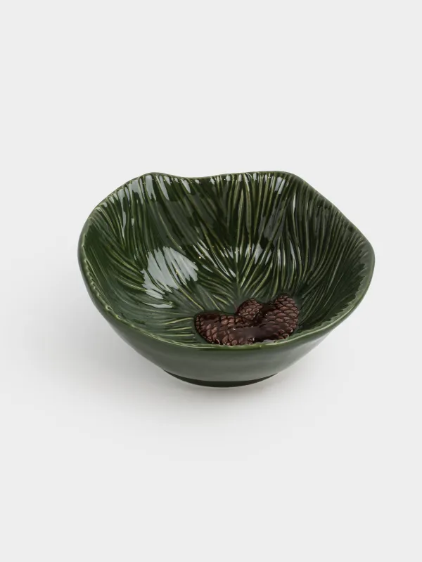 Салат ыдысы, 19х7 см, 940 мл, керамика, жасыл, Шырша бұтағындағы шырша бүршіктері, Forest whispers, image-0