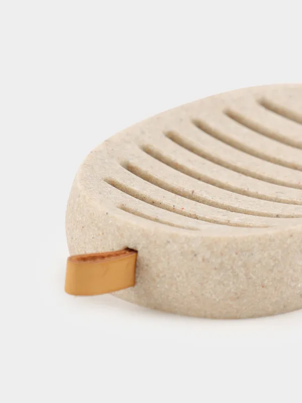 Сабын ыдысы, 13х9 см, полирезин, сопақ, сарғылт-қоңыр, дақ, Dune, image-4