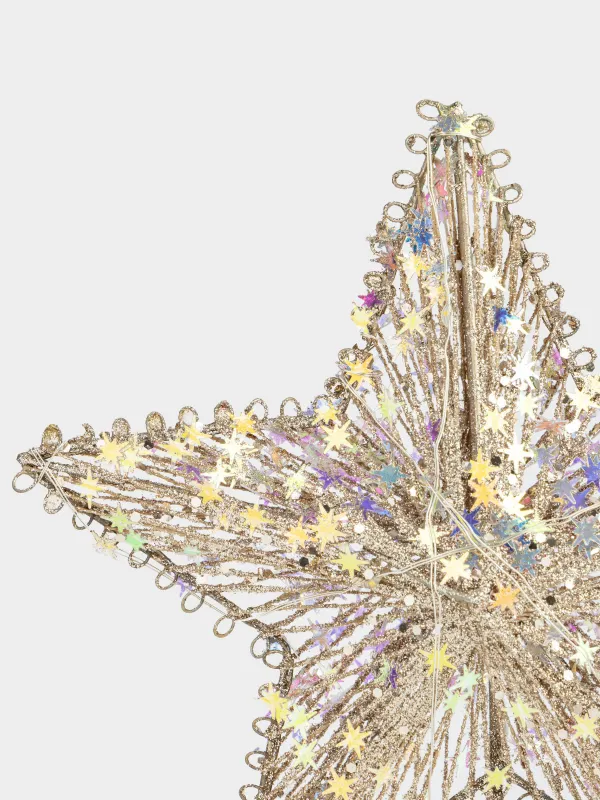 Шыршаға арналған жұлдыз, 20х25 см, жарықтандырылған, пластик/металл, шампан, Жұлдыздар, Christmas sparkle, image-1