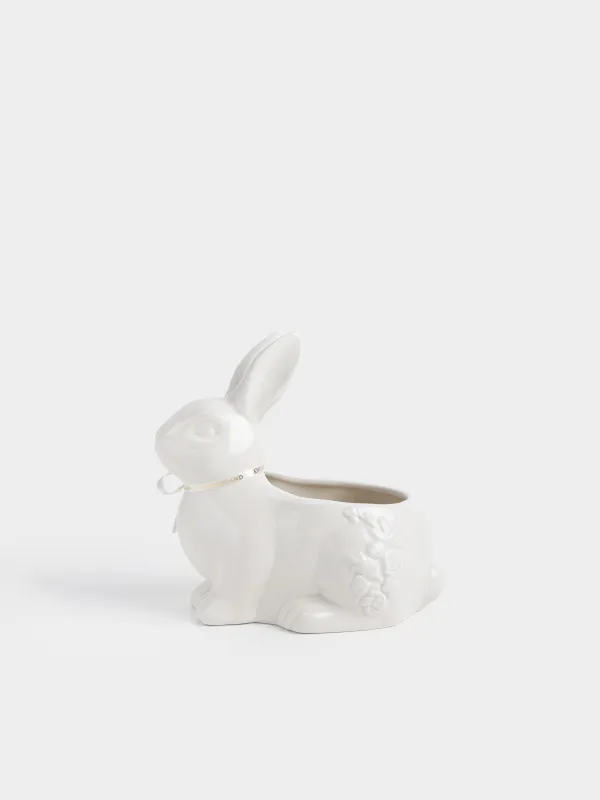 Кәмпит ыдысы, 18х18 см, 420 мл, керамика, сүт түстес, Гүлдері бар қоян, Rabbit pattern, image-0