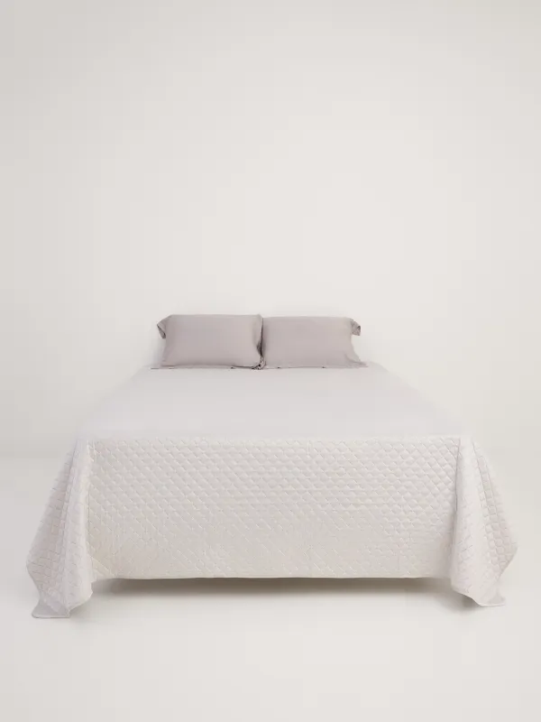 Покрывало, 220х240 см, стеганое, вельвет/микрофибра, бежево-серое, Stitch velvet, image-5