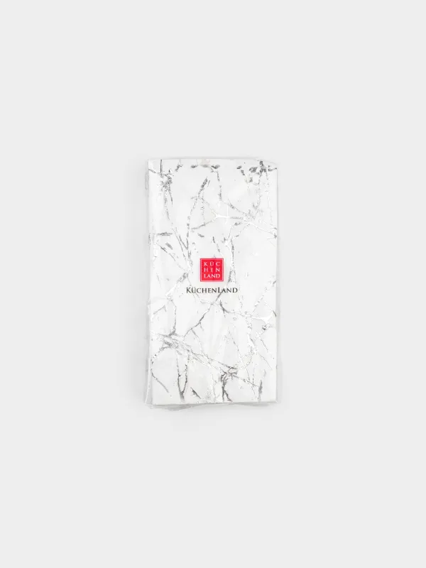Салфетки бумажные, 33х33 см, 20 шт, прямоугольные, белые, Серебристый мрамор, Maniera, image-4