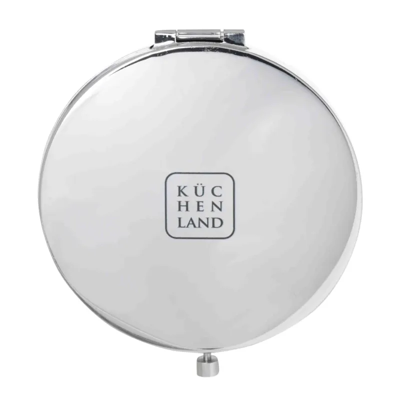 Қалта айнасы, 7 см, екі жақты, металл, күміс, ринстондар, Art deco, image-2