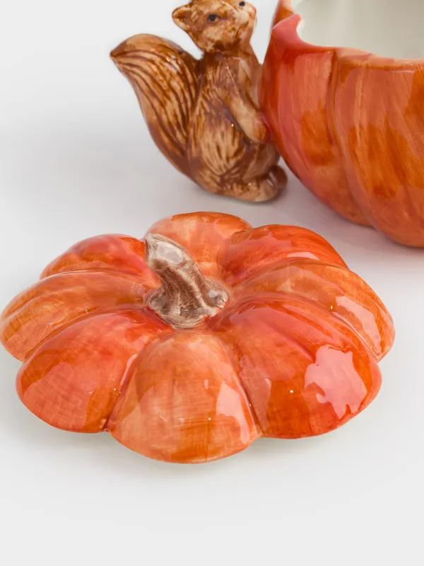 Сақтау ыдысы, 22х12 см, мл, керамика, асқабақ қосылған кірпі мен тиін, Forest symphony, image-5