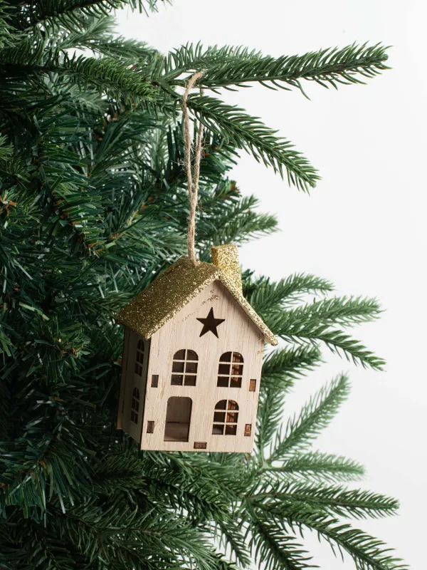 Игрушка елочная, 13 см, Дом, Figure wood, image-4