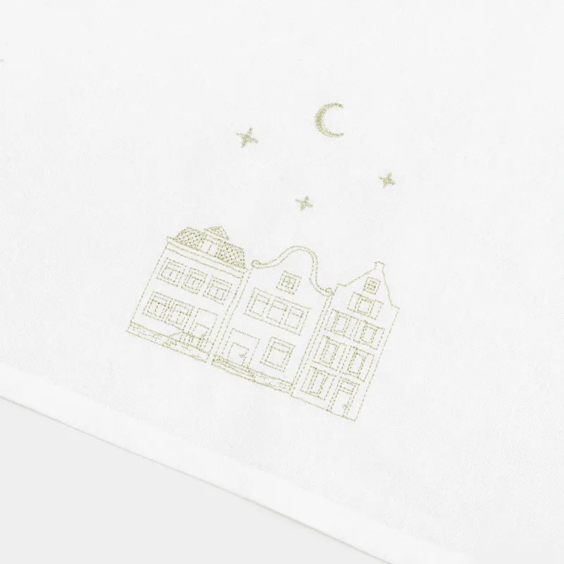 Полотенце кухонное, 40х60 см, хлопок, белое, Золотистые дома, Snow sparks, image-1