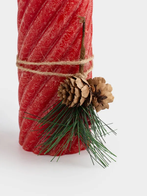 Шам, 8х15 см, цилиндрлік, қызыл, Шиыршық, Spiral shape, image-5