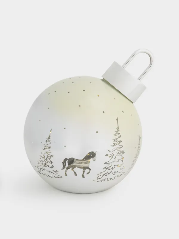 Статуэтка с подсветкой, 19 см, Шар с лошадью, Silver style, image-0