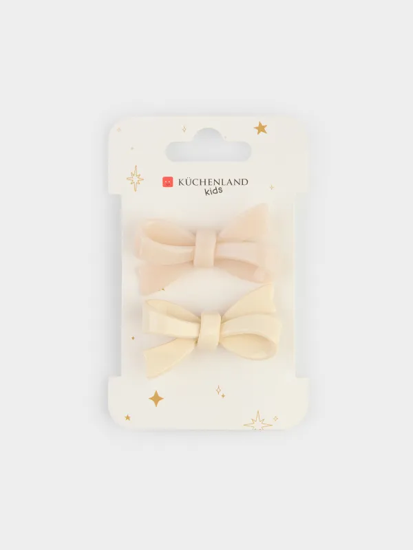 Шаш резеңкелер жинағы, 6 см, 2 дана, балаларға арналған, акрил/полиэстер, қызғылт/сүт, Бант, Gracile, image-3