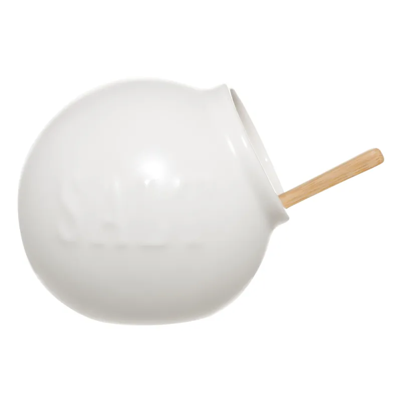 Емкость для соли, 11 см, с ложкой, фарфор P/дерево, белая, Grace, image-1