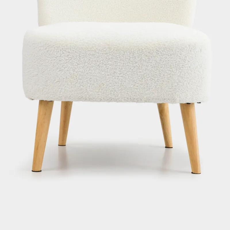 Кресло, 74 см, букле/дерево, молочное, Boucle, image-1