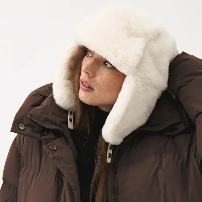 Әйелдер құлақшын-бас киімі, бірыңғай өлшем, жасанды үлбір, сүт түстес, Furry