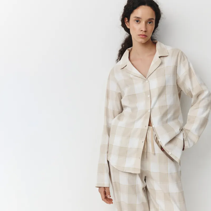 Әйелдерге арналған костюм, үйге арналған, өлшемі L, шалбармен, мақта, сарғылт-қоңыр және сүт түстес, Тор, Stacey