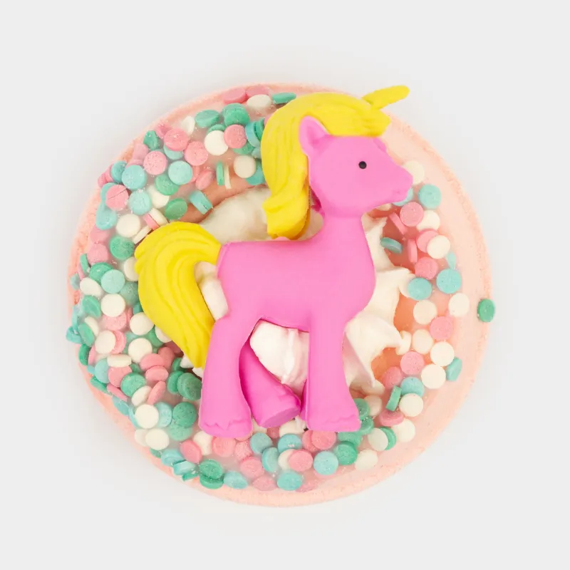 Ваннаға арналған бомба, 130 гр, ойыншығы бар, ассортиментте, қызғылт, Сағыз және фрутти, Бір мүйізді, Unicorn