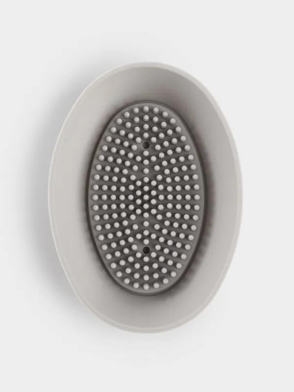 Тазалауға арналған сабын ыдысы-щетка, 14х9 см, силикон, сопақ, сұр-сарғылт-қоңыр, Manny, image-3