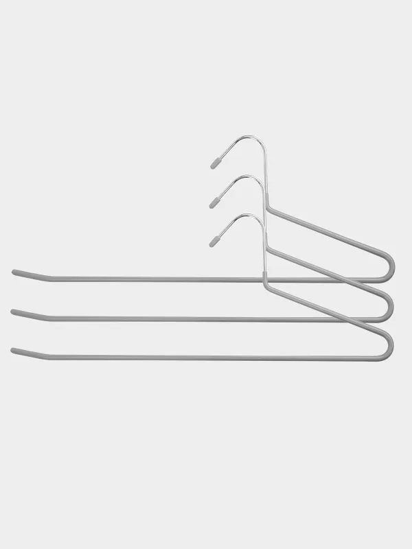 Вешалка-плечики для брюк/юбок, 36 см, 3 шт, металл с покрытием, серая, Colorful house, image-0