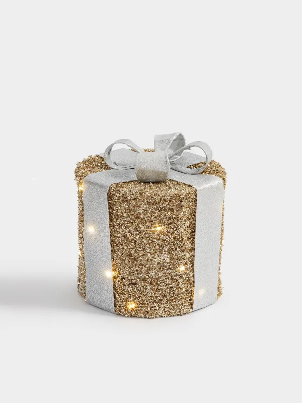 Мүсінше, жарықтандырылған, 25 см, металл, дөңгелек, шампан, Сыйлық, Frosty sparks, image-0