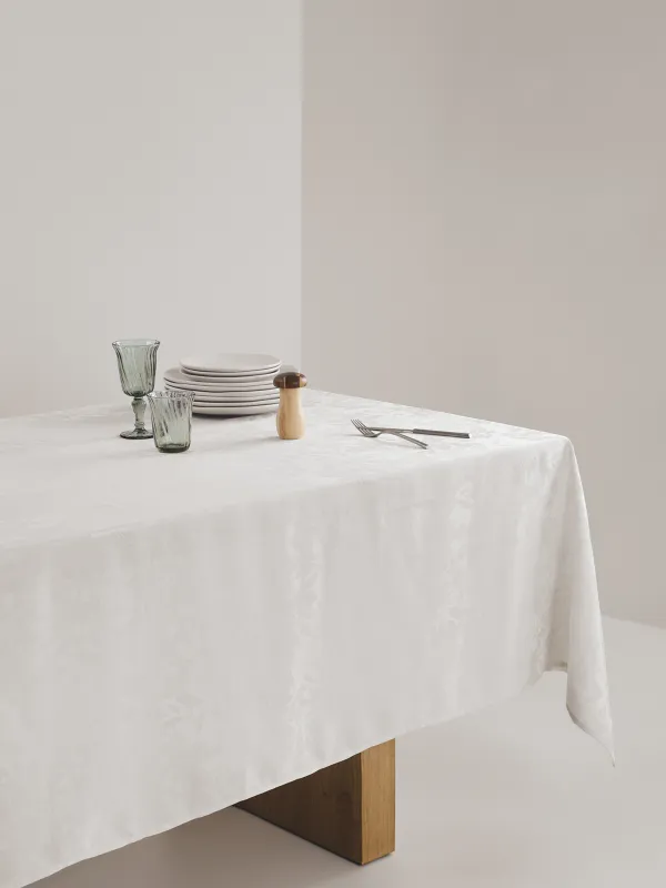 Скатерть, 160х160 см, жаккард, полиэстер, белая, Ветви, Patterned branches, image-5