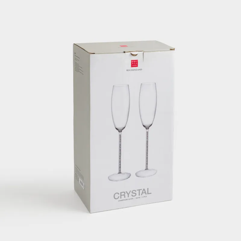 Шампан әйнегі, 180 мл, 2 дана, шыны / ринстондар, Crystal decor, image-4