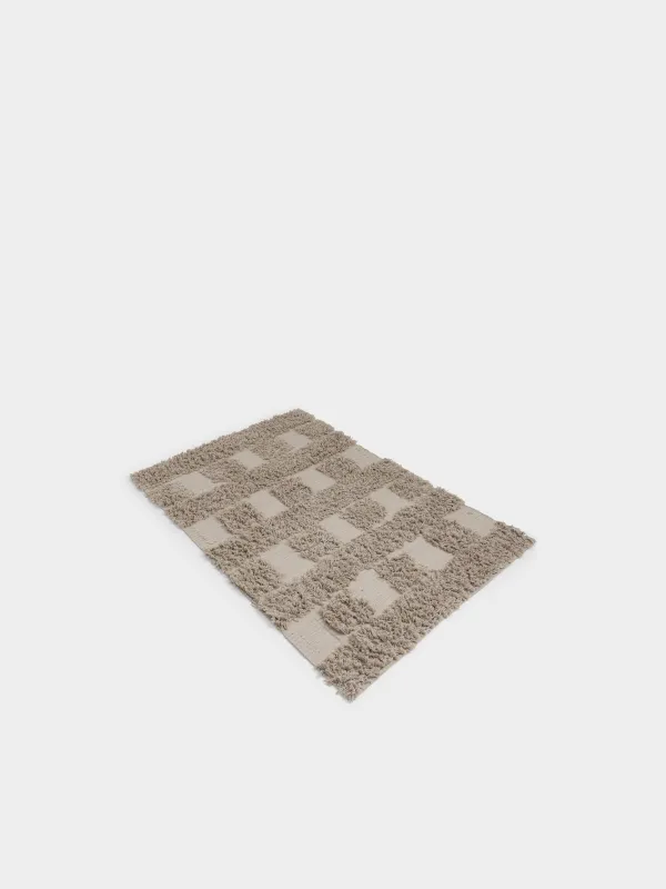 Кілем, 120х180 см, түкті, мақта, сарғылт-қоңыр, Cage pattern, image-4