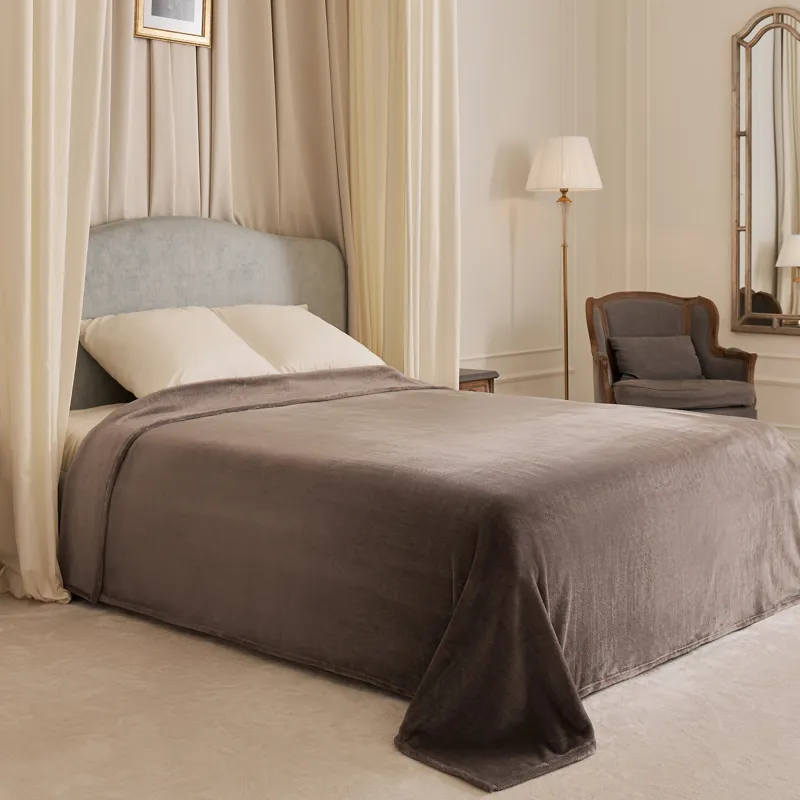 Төсек жапқыш, 220х240 см, фланель, ашық сұр, Flannel