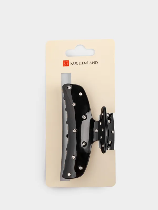 Заколка для волос, 9 см, акрил/металл, черная, Крабик в стразах, Hair basic, image-5