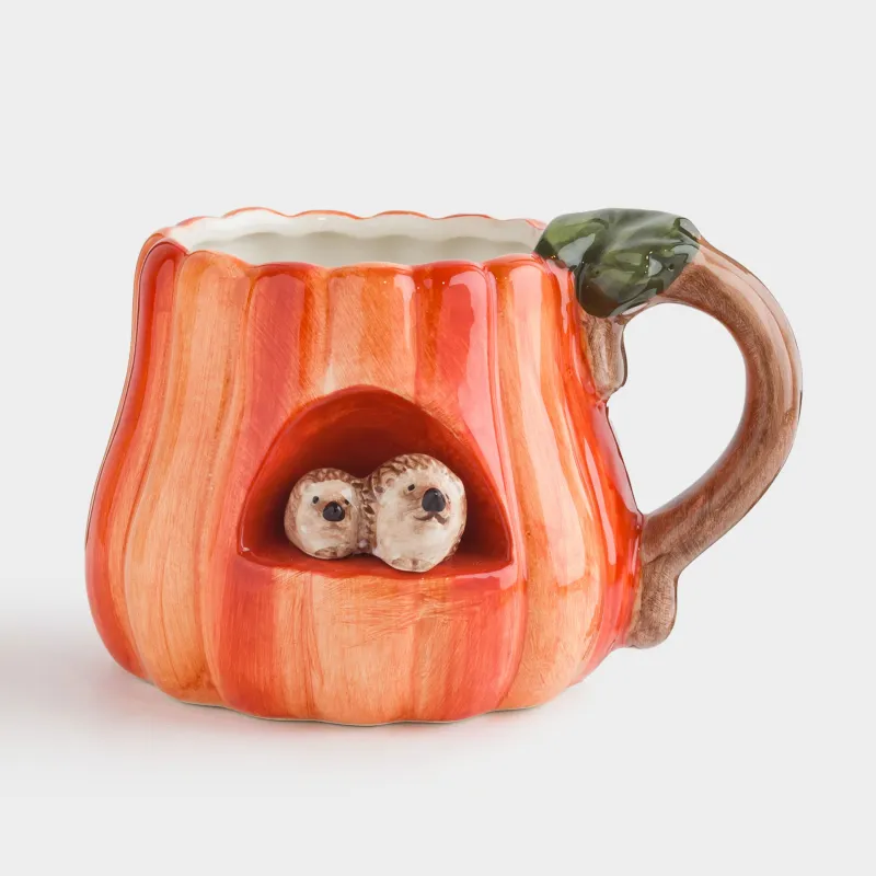 Кружка, 450 мл, керамика D, оранжевая, Ежи, Forest symphony
