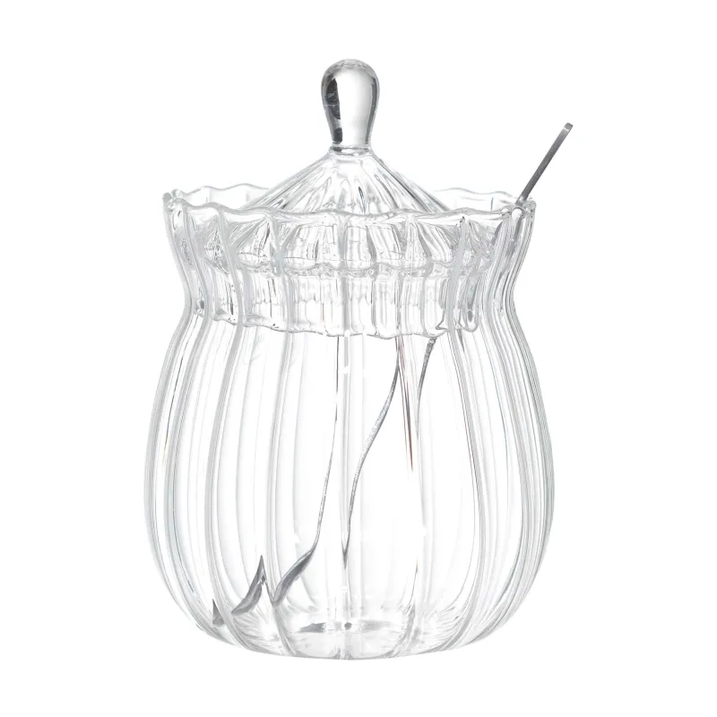 Сахарница, 13 см, 350 мл, с ложкой, стекло Р/сталь, Camellia, image-1