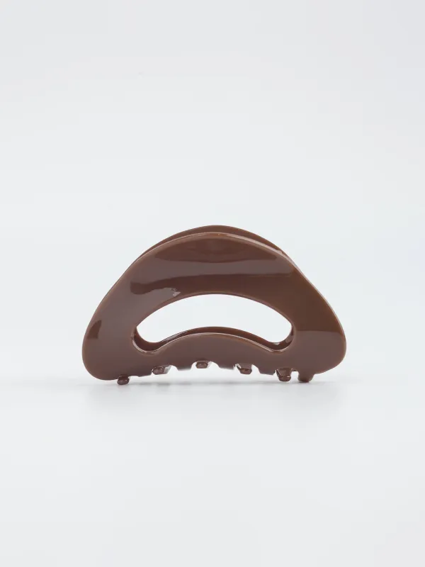 Шаш қыстырғыш, 9 см, пластик/металл, қоңыр, інжу-маржан, Крабик, Glam, image-0