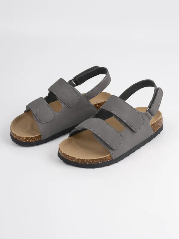 Балаларға арналған сандалдар, өлшемі 24, ұлдарға арналған, жабысқышы бар, жасанды күдері, сұр, Suede kids, image-2