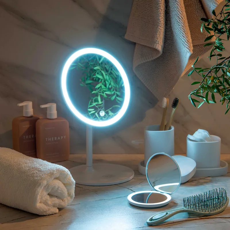 Қалта айнасы, 10 см, екі жақты, жарықтандырылған, пластик, ақ, Vesta, image-5