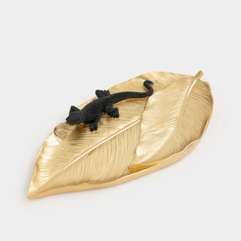 Блюдо декоративное, 27х13 см, полирезин, золотистое, Черная ящерица, Paradise garden