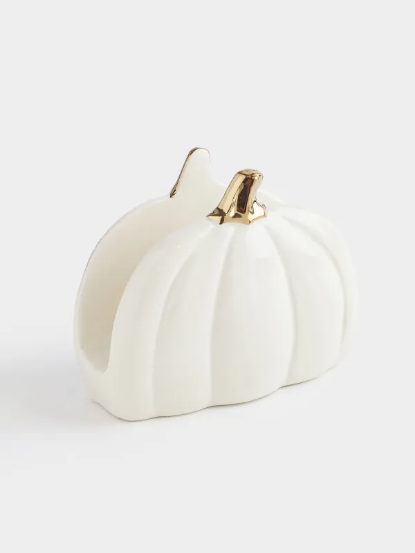 Майлық ұстағыш, 12 см, керамика, сүт алтын түстес, Асқабақ, Golden glow, image-1