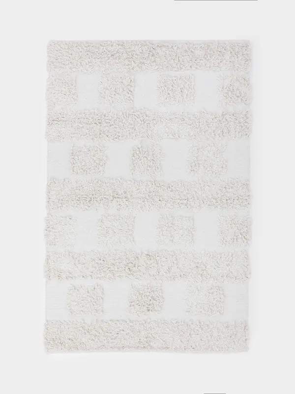 Ковер, 120х180 см, с ворсом, хлопок, экрю, Cage pattern, image-0