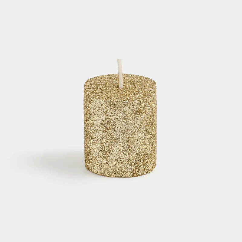 Свеча, 4 см, 4 шт, цилиндрическая, золотистая, Metallic glow, image-2
