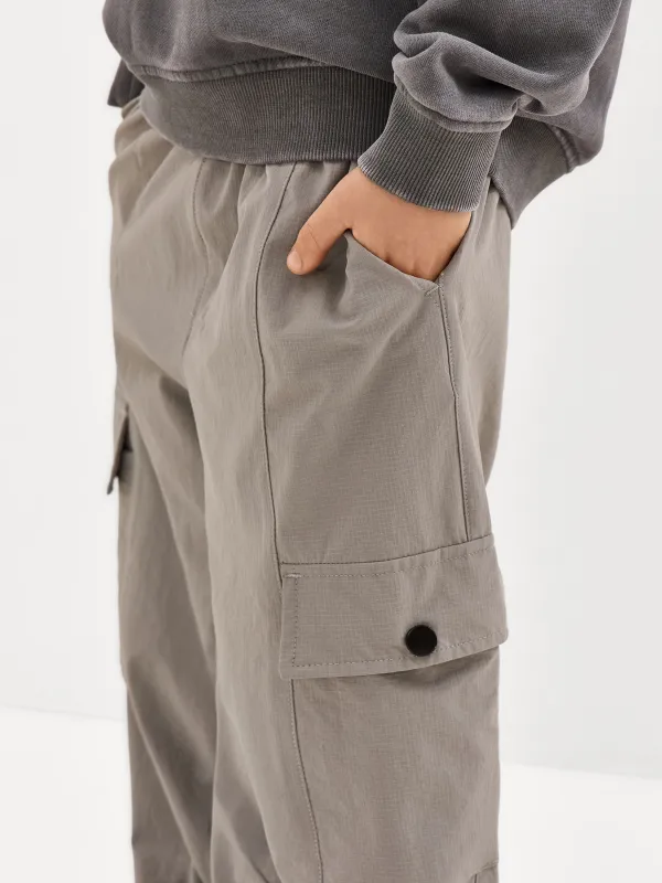 Брюки-карго, р. 104 см, для мальчиков, с вшитым ремнем, полиамид/спандекс, серые, Jamal, image-4