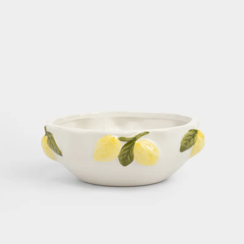 Салатник, 15х6 см, 600 мл, керамика D, молочный, Лимоны, Sicily