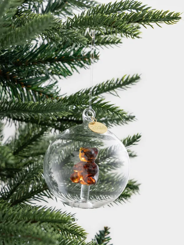 Игрушка елочная, 8 см, стекло, Плюшевый мишка в шаре, Ball shape, image-2