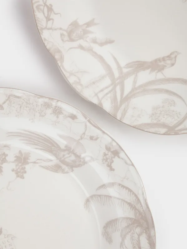 Түскі ас тәрелкесі, 27 см, 2 дана, фарфор P, ақ және сарғылт-қоңыр, Джунгли, тропикалық, image-3