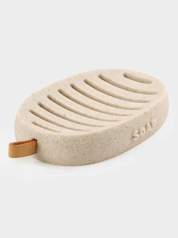 Сабын ыдысы, 13х9 см, полирезин, сопақ, сарғылт-қоңыр, дақ, Dune, image-1