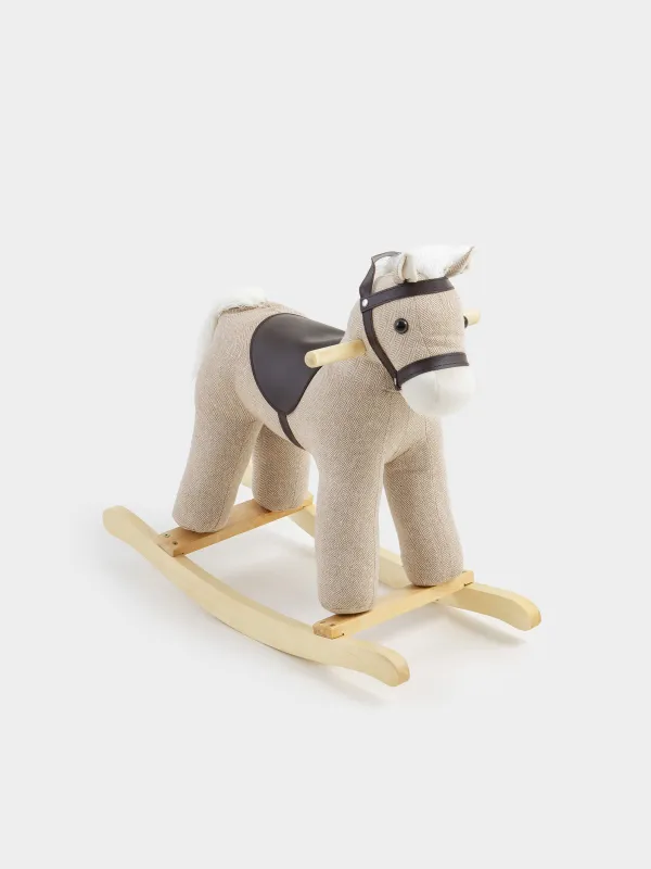 Балаларға арналған тербелетін орындық, 64х26х55 см, ағаш/полиэстер, сарғылт-қоңыр, Жылқы, Childhood, image-1