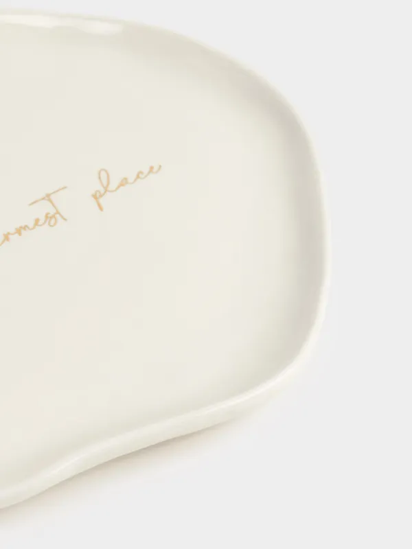 Блюдо, 28 см, керамика D, молочно-золотистое, Home is the warmest place, Snow sparks, image-3