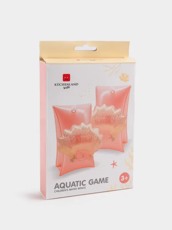 Нарукавники детские, 23х16 см, надувные, ПВХ, оранжевые, Ракушка, Aquatic game, image-3